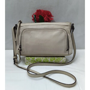 Margot Ivory Leather Zipper Pocket Credit Card Crossbody Bag